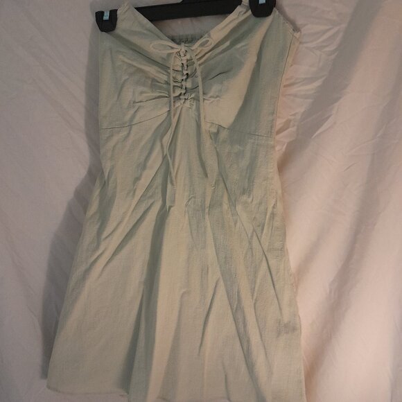 Light Green H&M mini Spring Dress *Reworked sleeveless design with raw cut edges - Picture 10 of 10